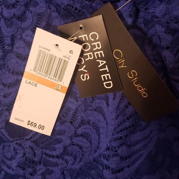 NWT City Studio Blue Off Shoulder Lace Shift Dress Knee Length Size 3x - Picture 3 of 5